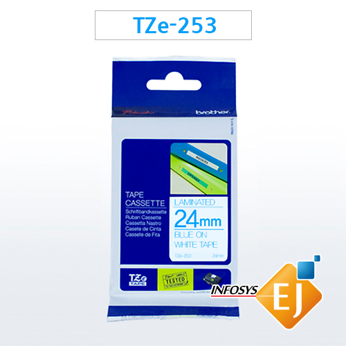 브라더 TZe-253(24mm 흰색바탕 파랑글씨)