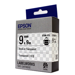 정품[엡손 EPSON] 라벨테이프/ST9K/ST9K-PX (9mm 투명바탕/검정글씨)[OK200,300,320.720,730.500P,900P.1000P]