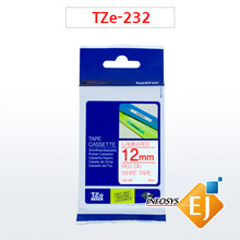 브라더 TZe-232(12mm 흰색바탕 빨강글씨)