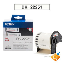 브라더/정품[부라더 라벨테이프]DK-22251/연속라벨 (62mm*15.24M 흰색바탕/검정글씨. 빨강글씨)/2색 글씨/감열지라벨/ QL-800 /QL-820NW