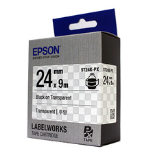 정품[엡손 EPSON] 라벨테이프/ST24K/ST24K-PX (24mm 투명바탕/검정글씨)[OK720,730,500P,900P.1000P]